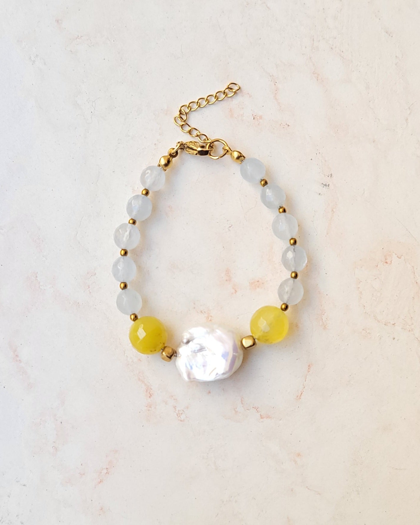 Colorful Agate & Freshwater Natural Pearl Bracelet