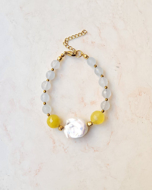 Colorful Agate & Freshwater Natural Pearl Bracelet