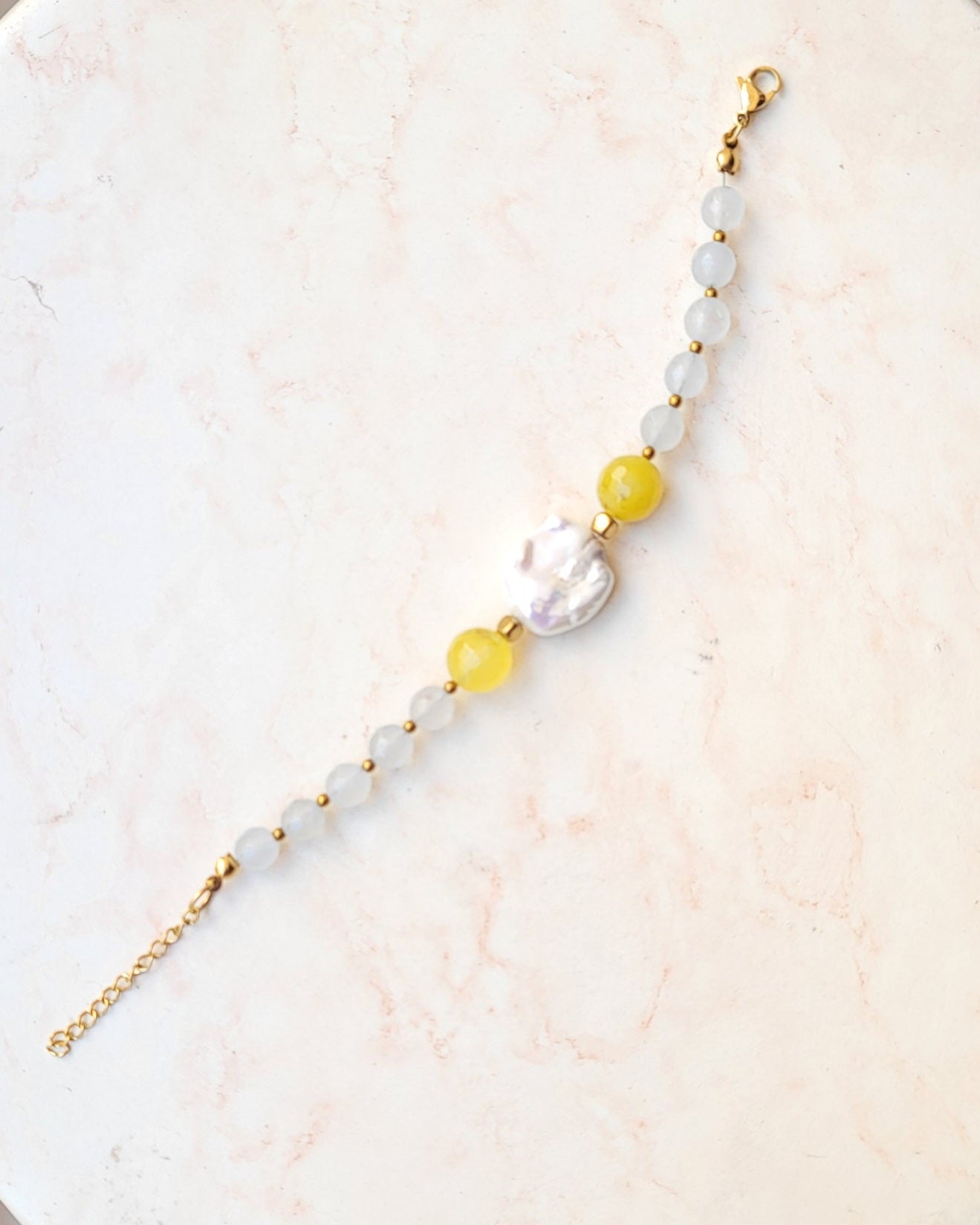 Colorful Agate & Freshwater Natural Pearl Bracelet