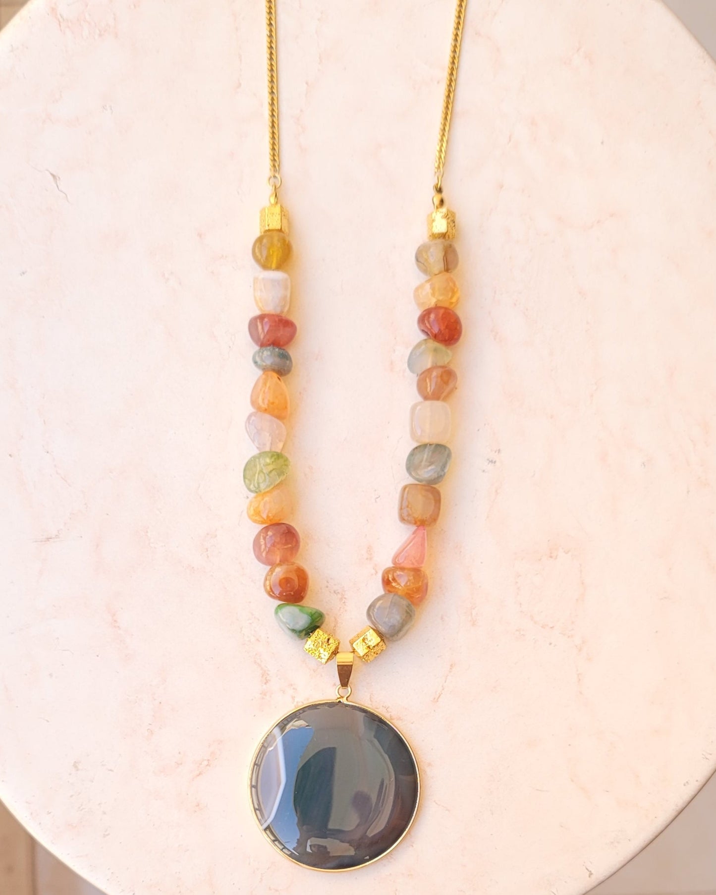 Agate Necklace With Natural Stone Pendant