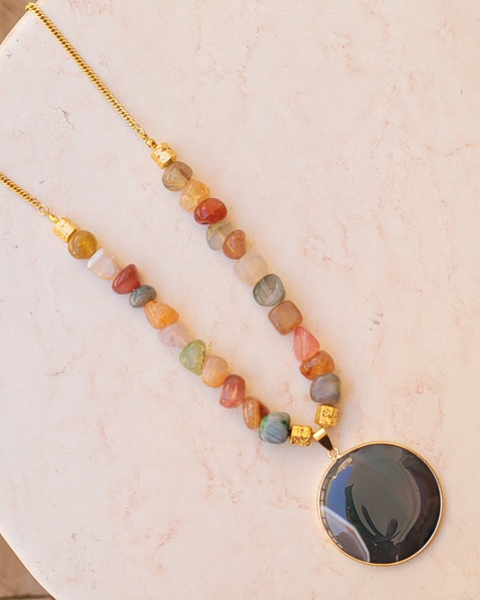Agate Necklace With Natural Stone Pendant