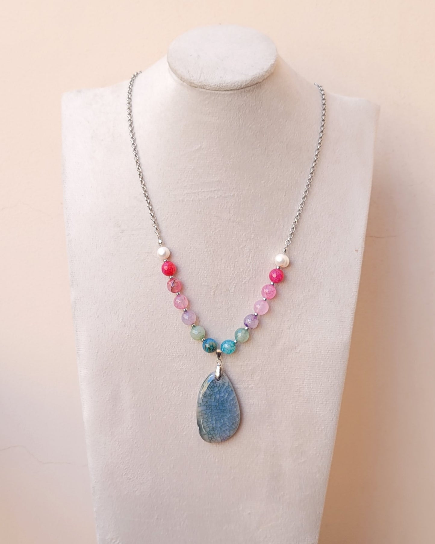 Agate Necklace With Natural Stone Pendnat