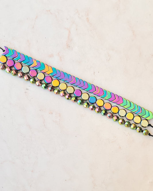 3 Pcs Hematite Thread Bracelet Set