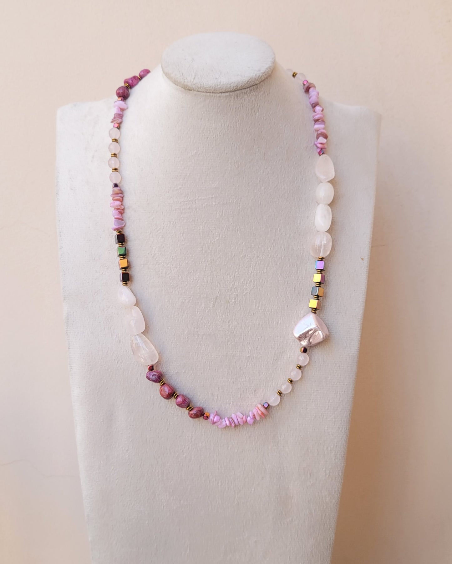 Stones & Hematite Colorful Long Necklace