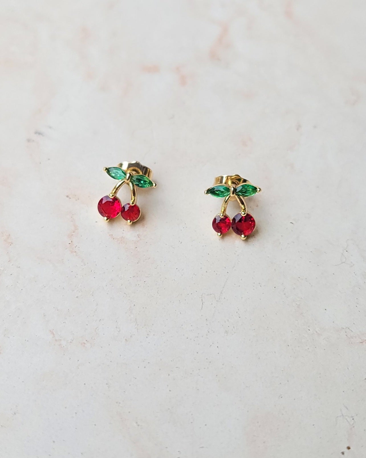 Stainless Steel Cherry Zircon Earrings