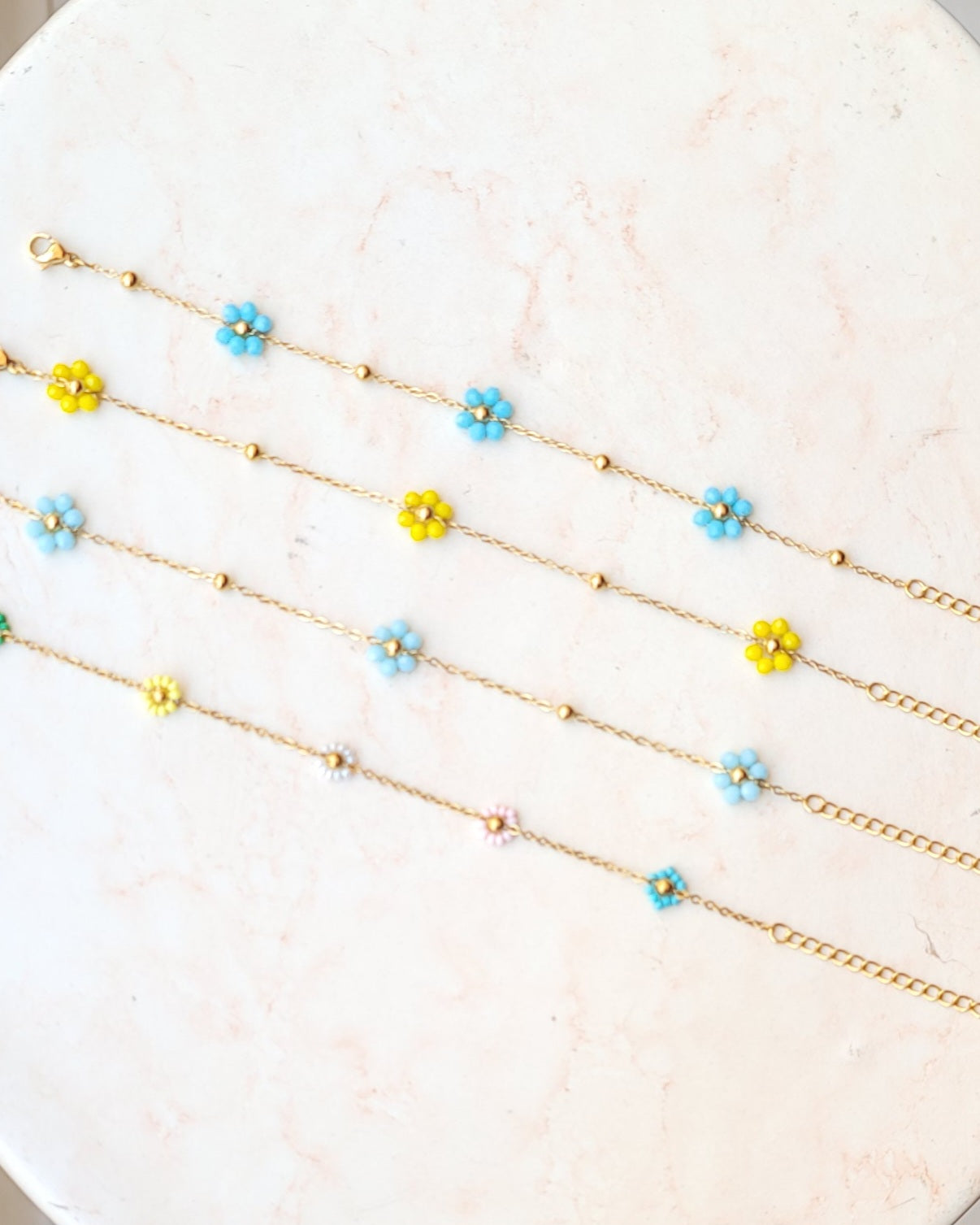 Gold Plated Stainless Steel Slim Flower Bracelets