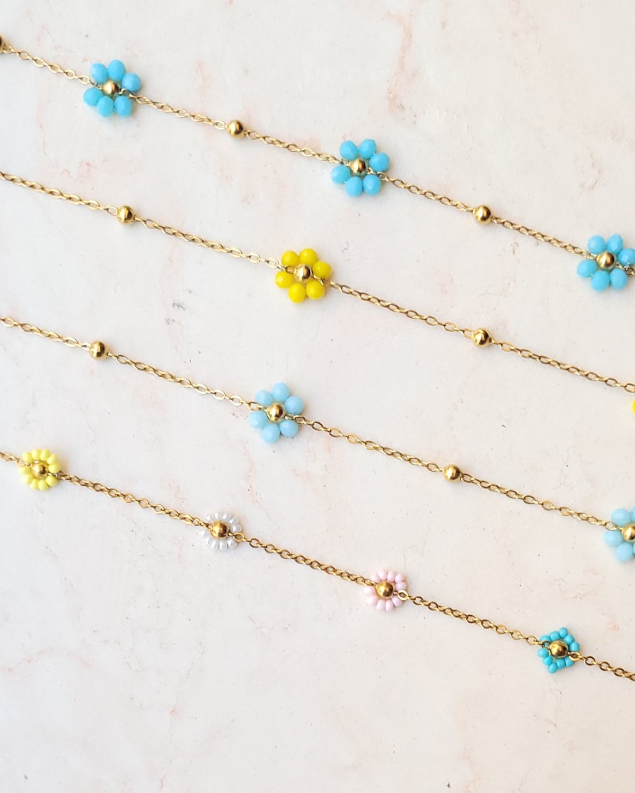 Gold Plated Stainless Steel Slim Flower Bracelets