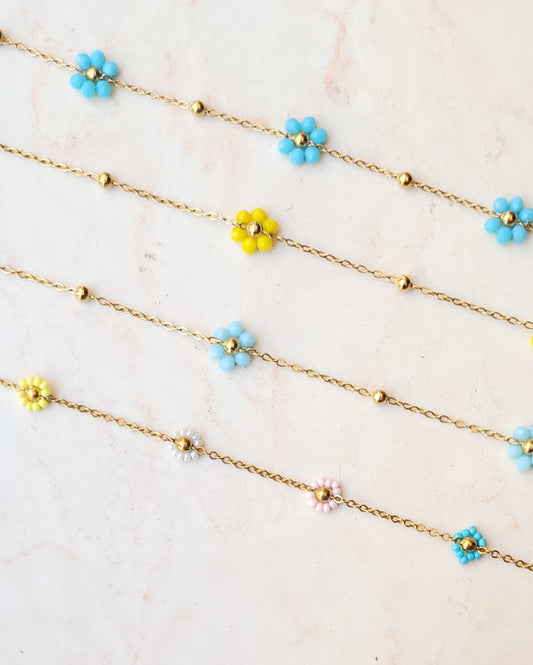 Gold Plated Stainless Steel Slim Flower Bracelets