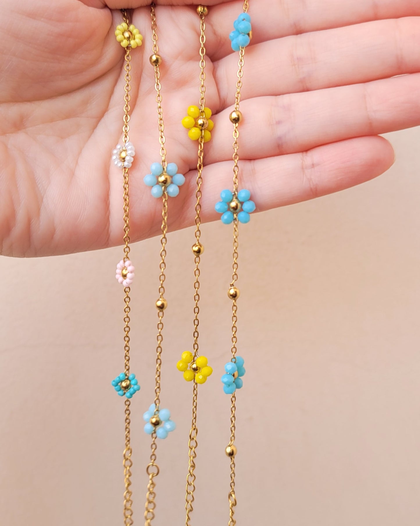 Gold Plated Stainless Steel Slim Flower Bracelets