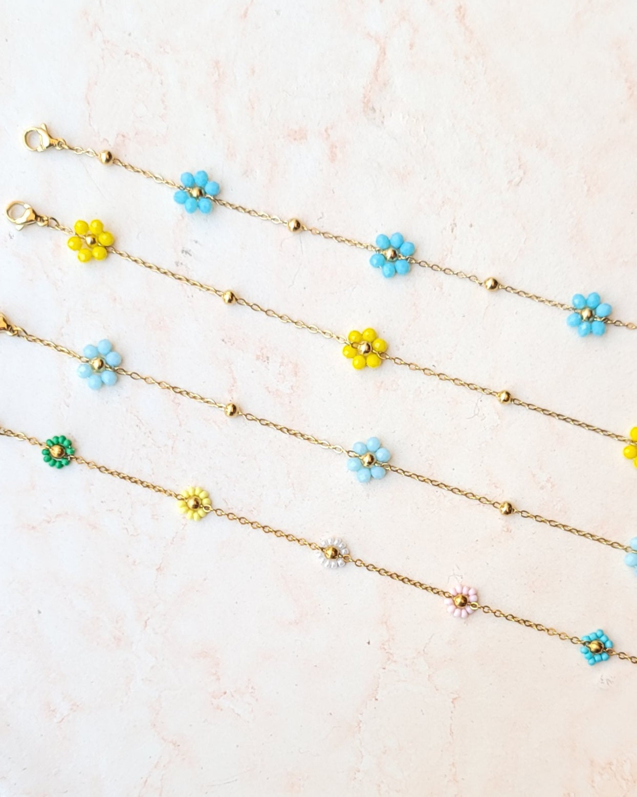 Gold Plated Stainless Steel Slim Flower Bracelets