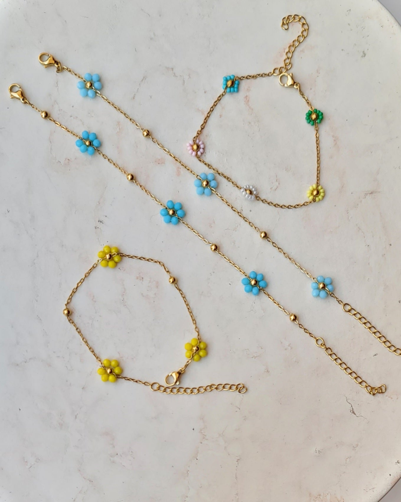 Gold Plated Stainless Steel Slim Flower Bracelets