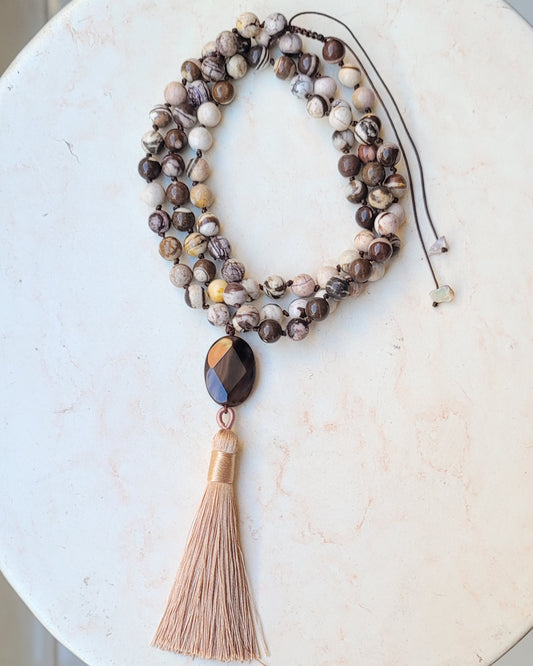 Agate Necklace / Multilayer Bracelet With Tassels & Thread
