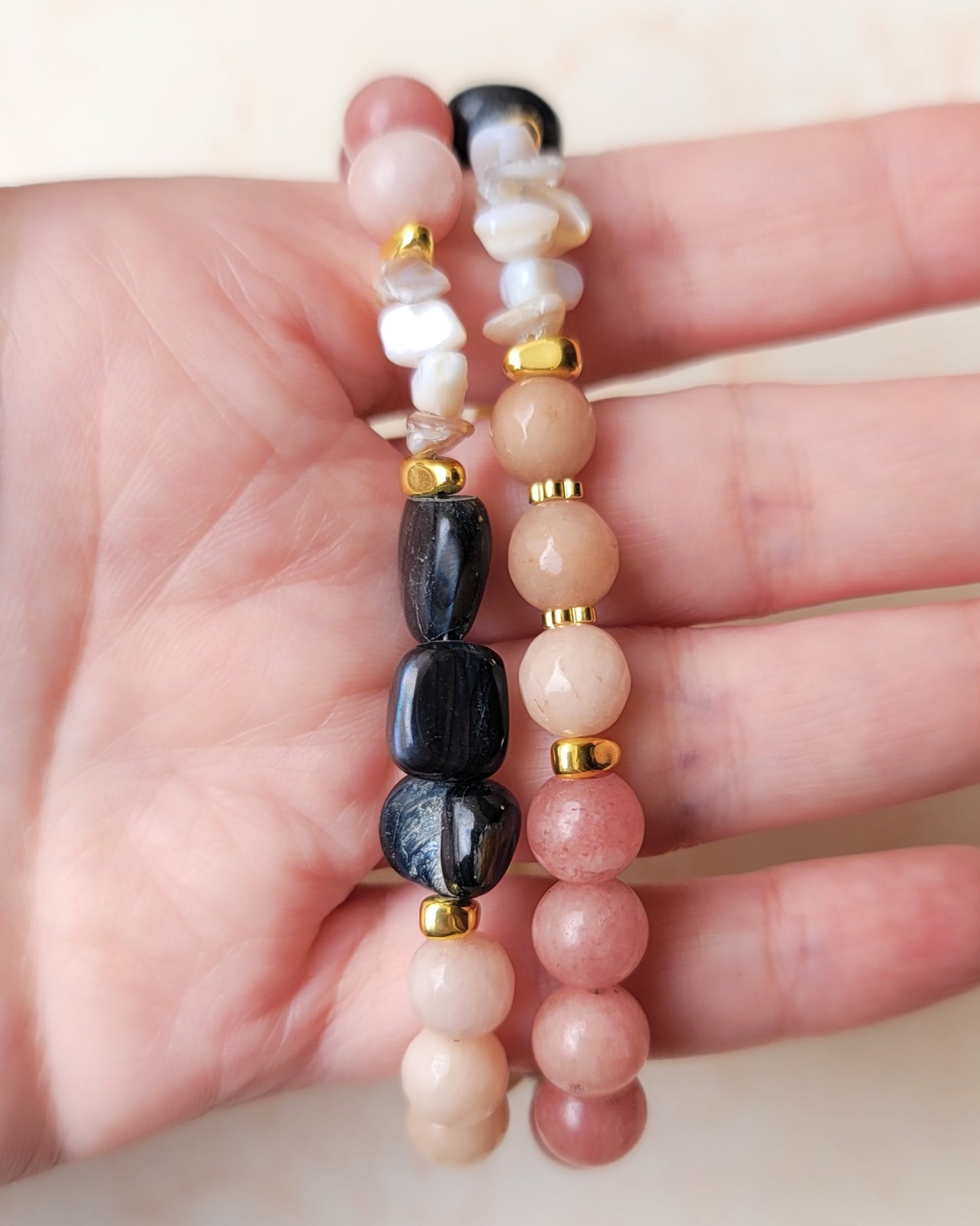 Two Layers Agate & Mother Of Pearl Bracelet