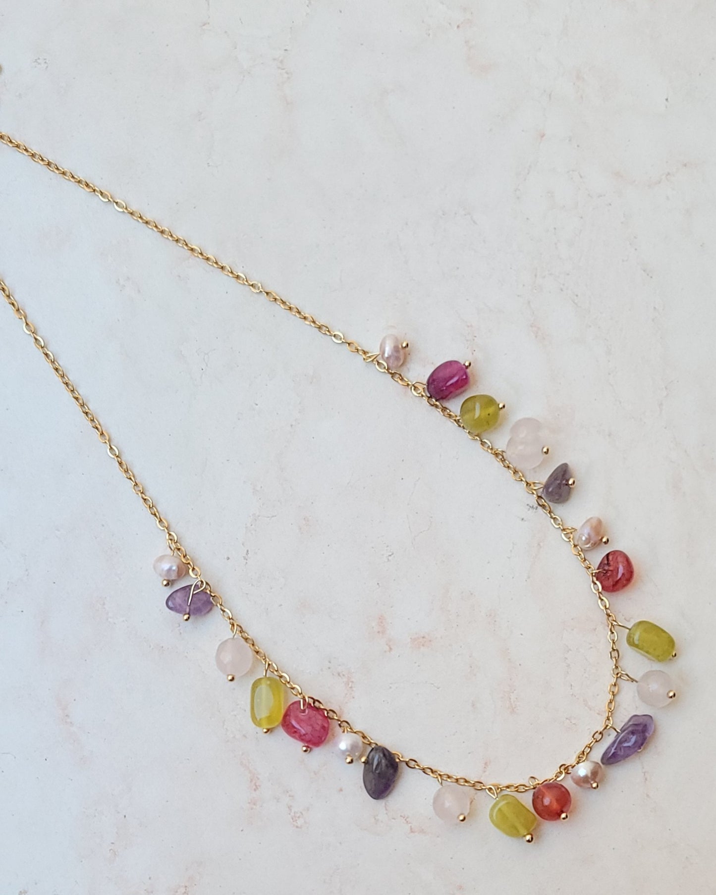 Stainless Steel Chain With Mixed Stones