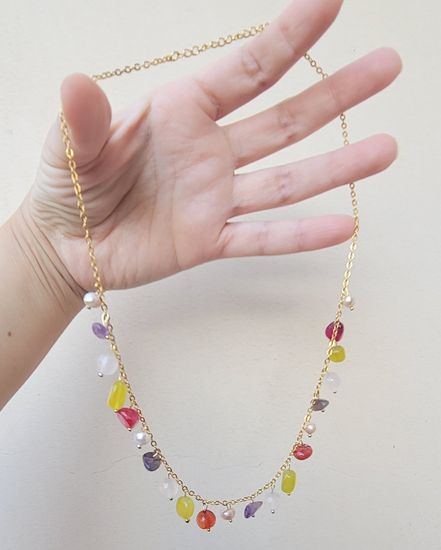 Stainless Steel Chain With Mixed Stones