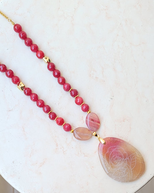 Agate Necklace With Natural Stone Pendnat