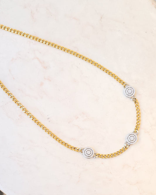 Gold Plated Stainless Steel Necklace With Zircon Stones