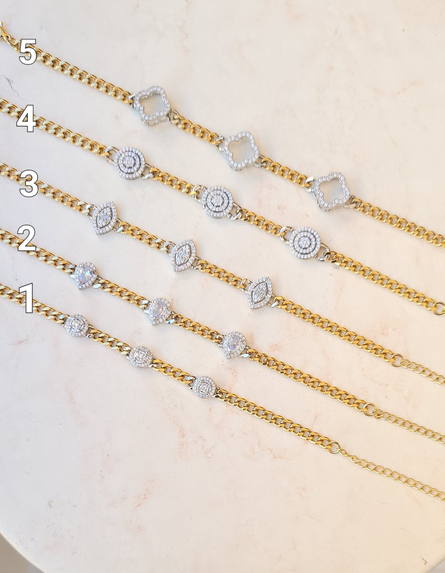 Gold Plated Stainless Steel Bracelets With Zircon Stones