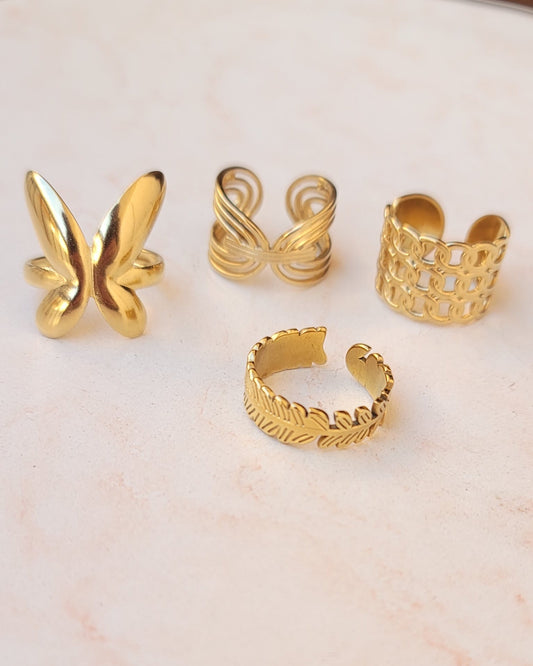 Set Of Four Stainless Steel Rings