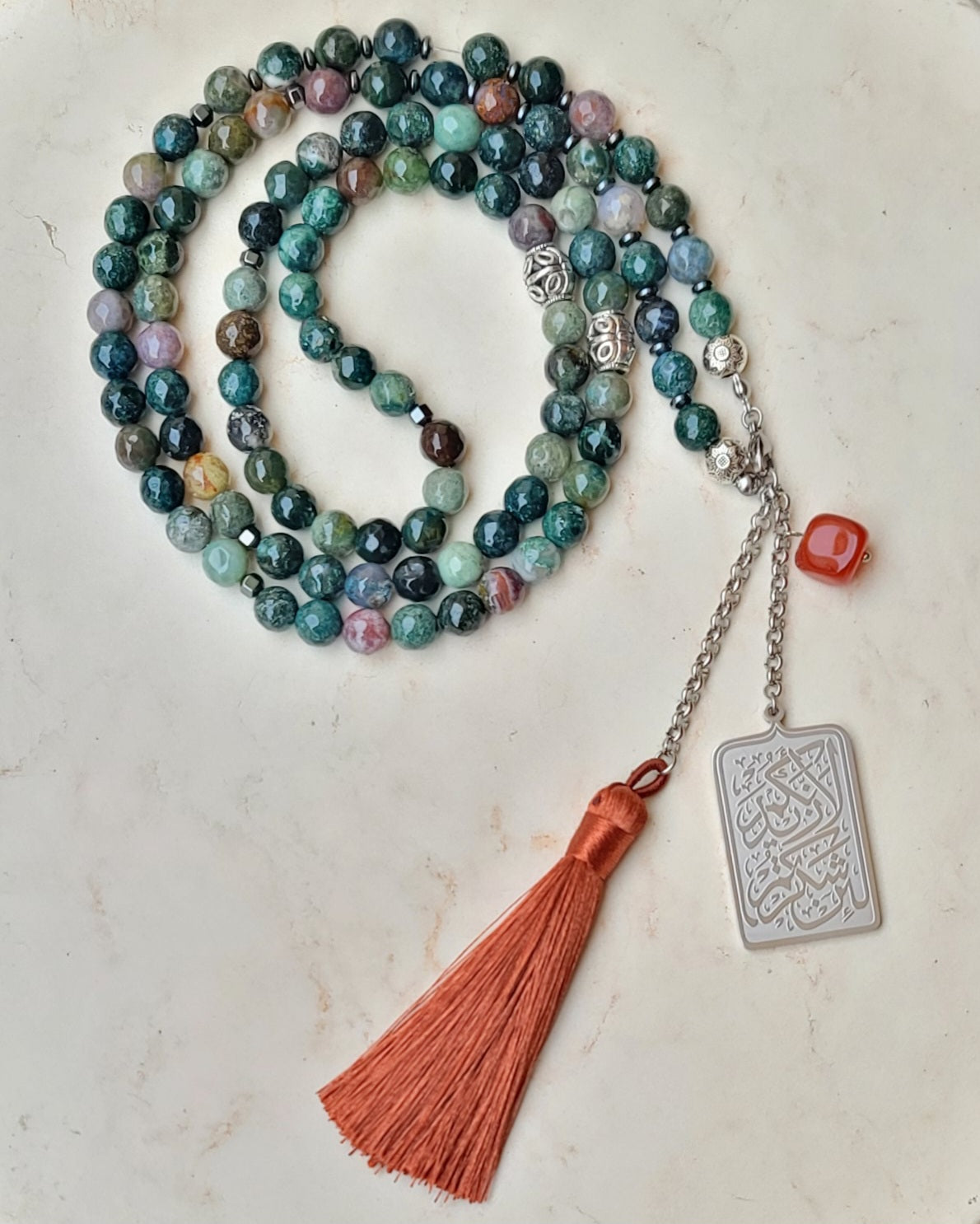 99 Wearable Long Moss Agate Sebha / Necklace