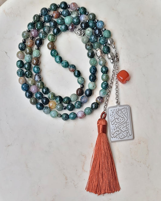 99 Wearable Long Moss Agate Sebha / Necklace