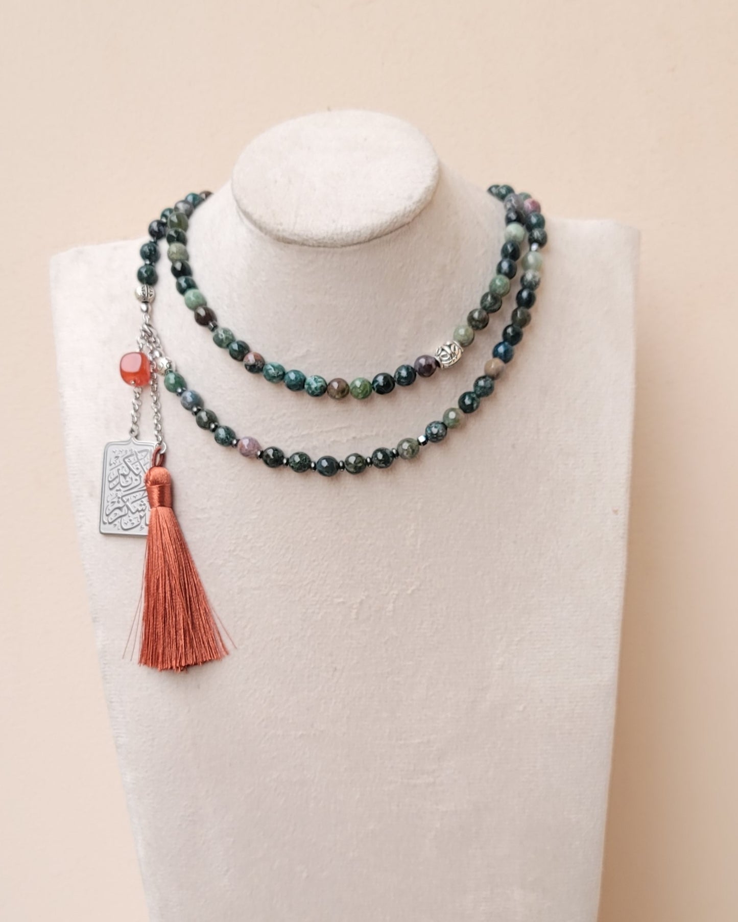 99 Wearable Long Moss Agate Sebha / Necklace