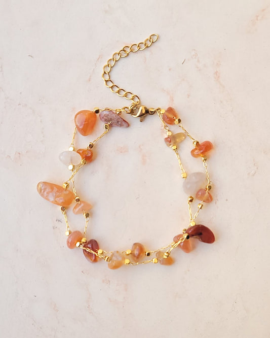 Two Layers Gold Plated Stone Bracelet