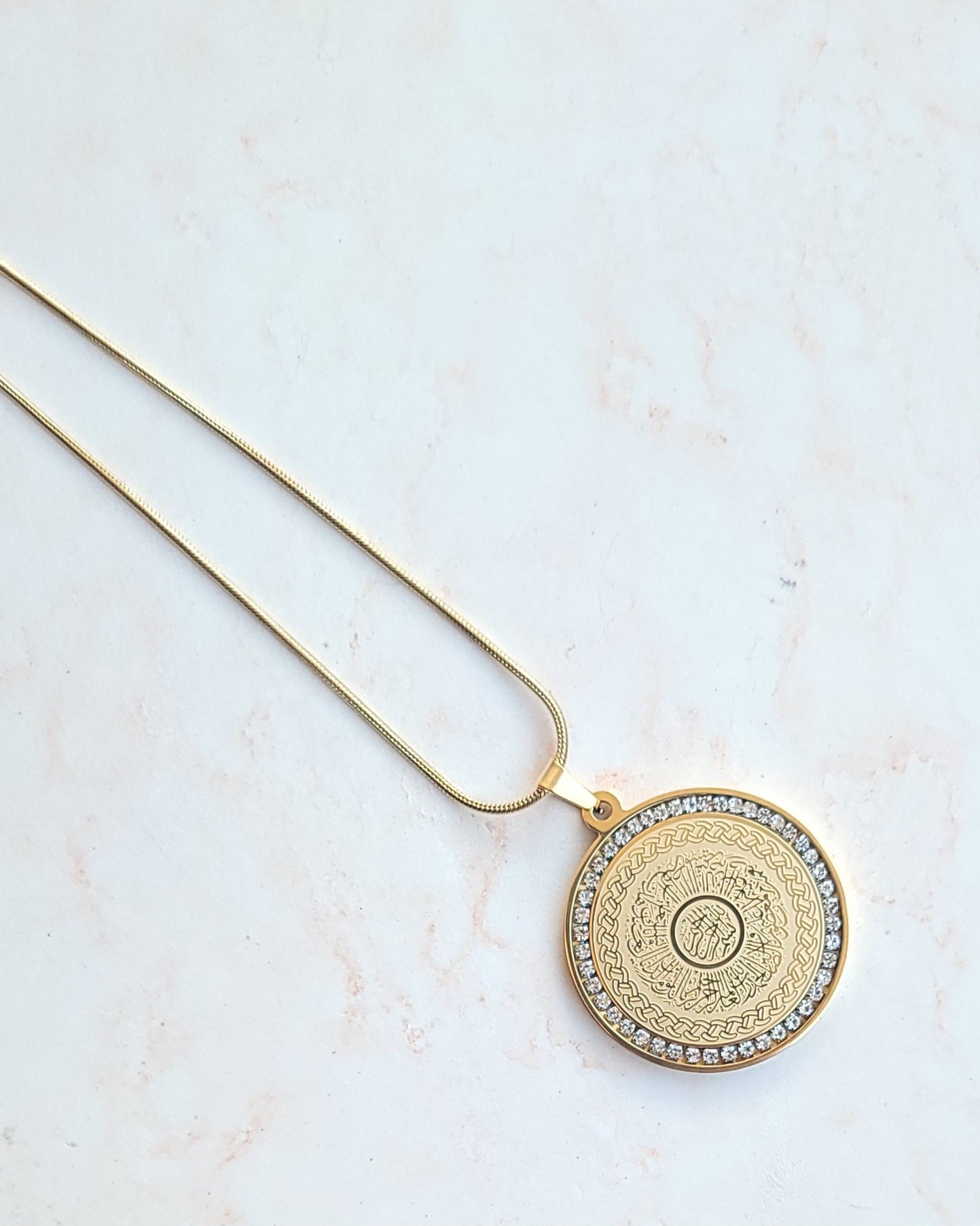 Gold Plated Stainless Steel Islamic Necklace (Al-Fatiha)