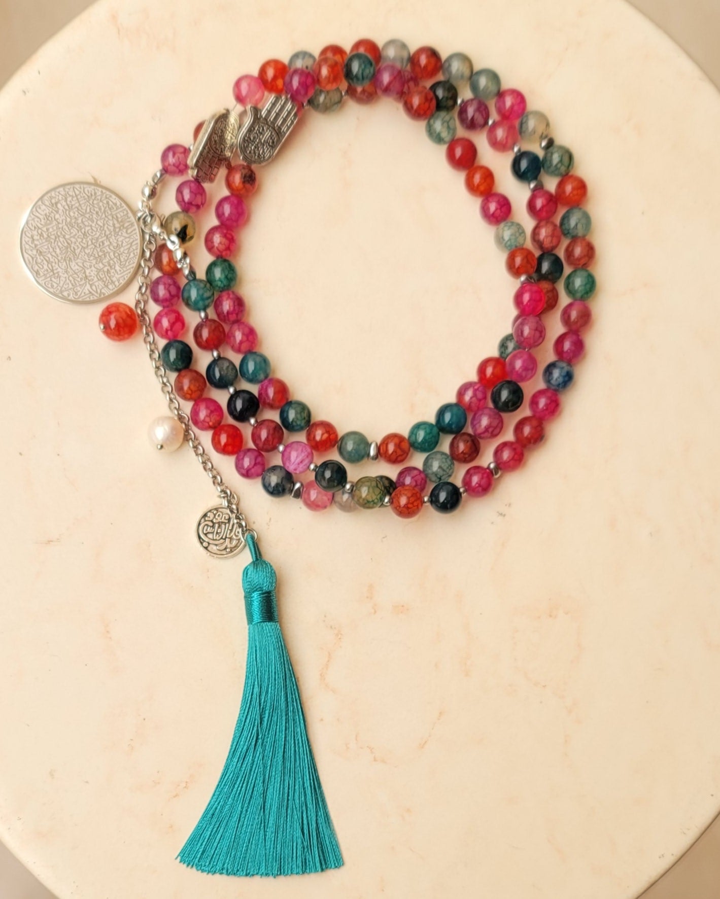 99 Wearable Long Agate Sebha / Necklace (Ayat Alkursi)