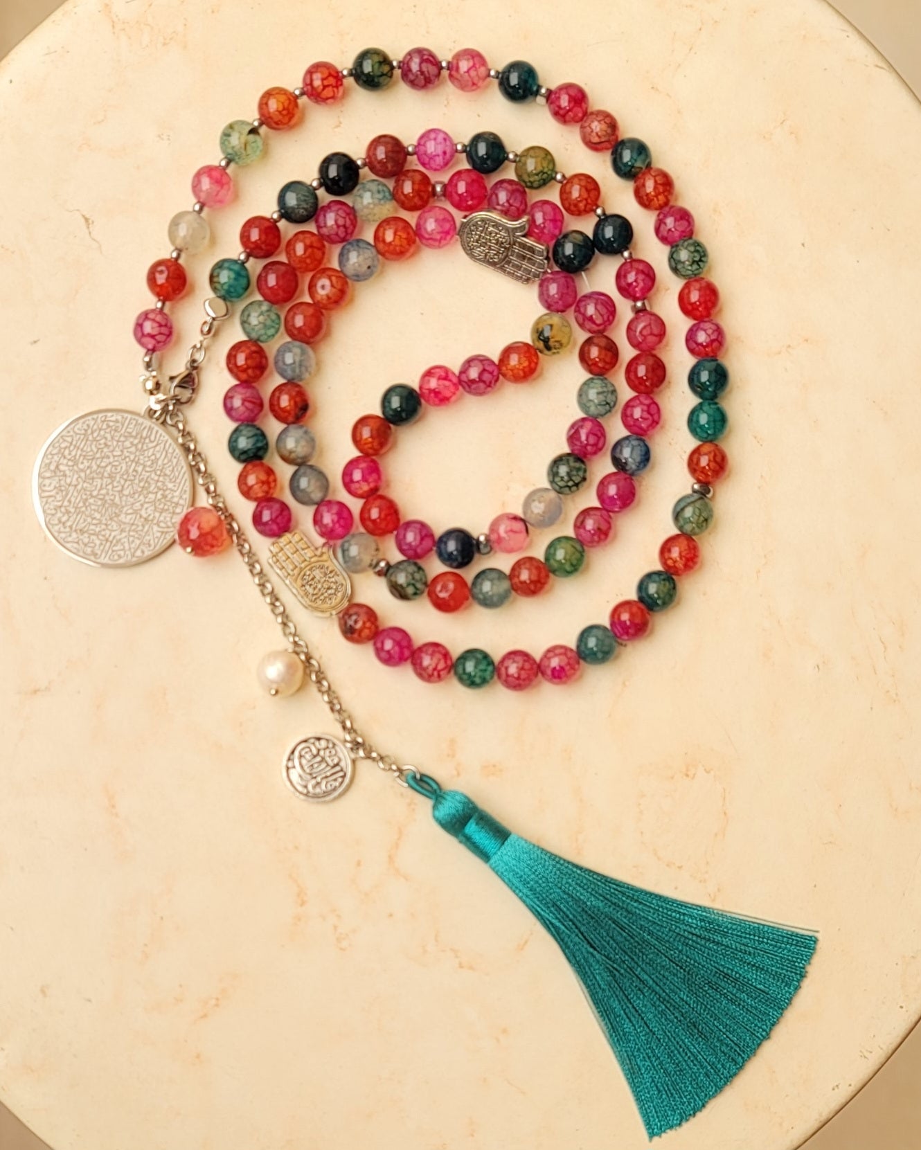 99 Wearable Long Agate Sebha / Necklace (Ayat Alkursi)