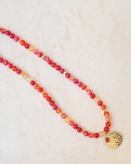 Agate Necklace With Gold Plated Pendant