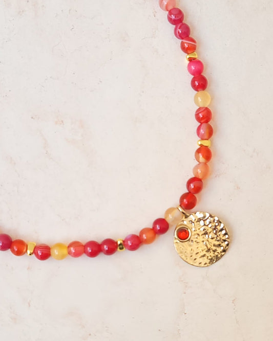 Agate Necklace With Gold Plated Pendant