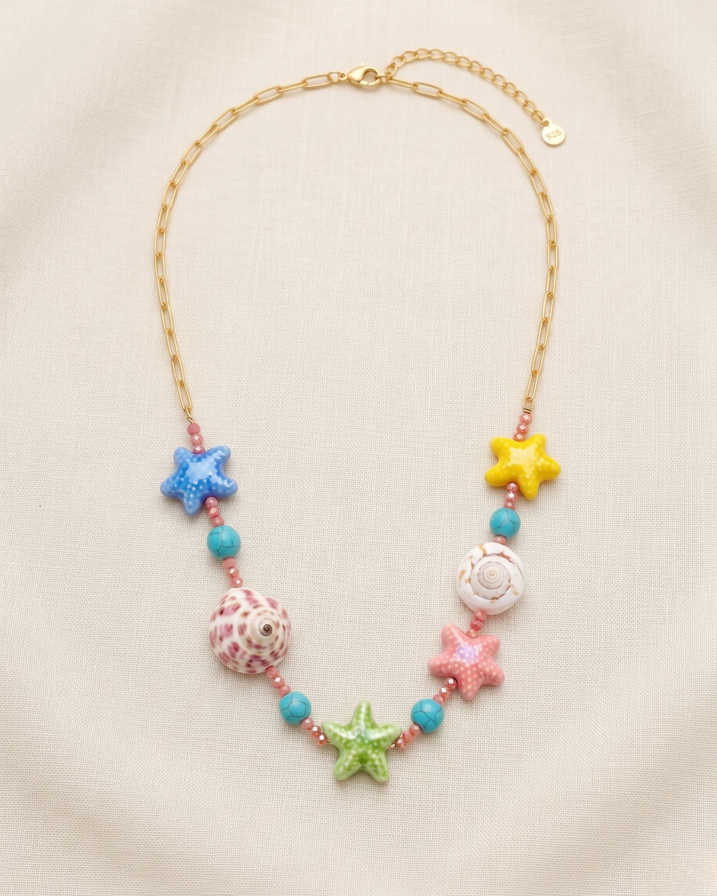 Stainless Steel Summer Necklace With Starfish Charms