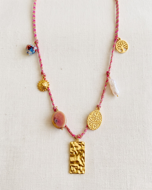 Summer Thread Necklace With Charms