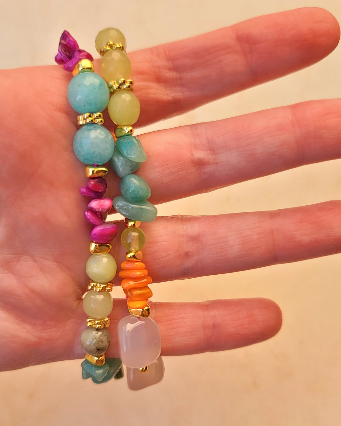 Two Layers Agate & Stone Chips Thread Bracelet