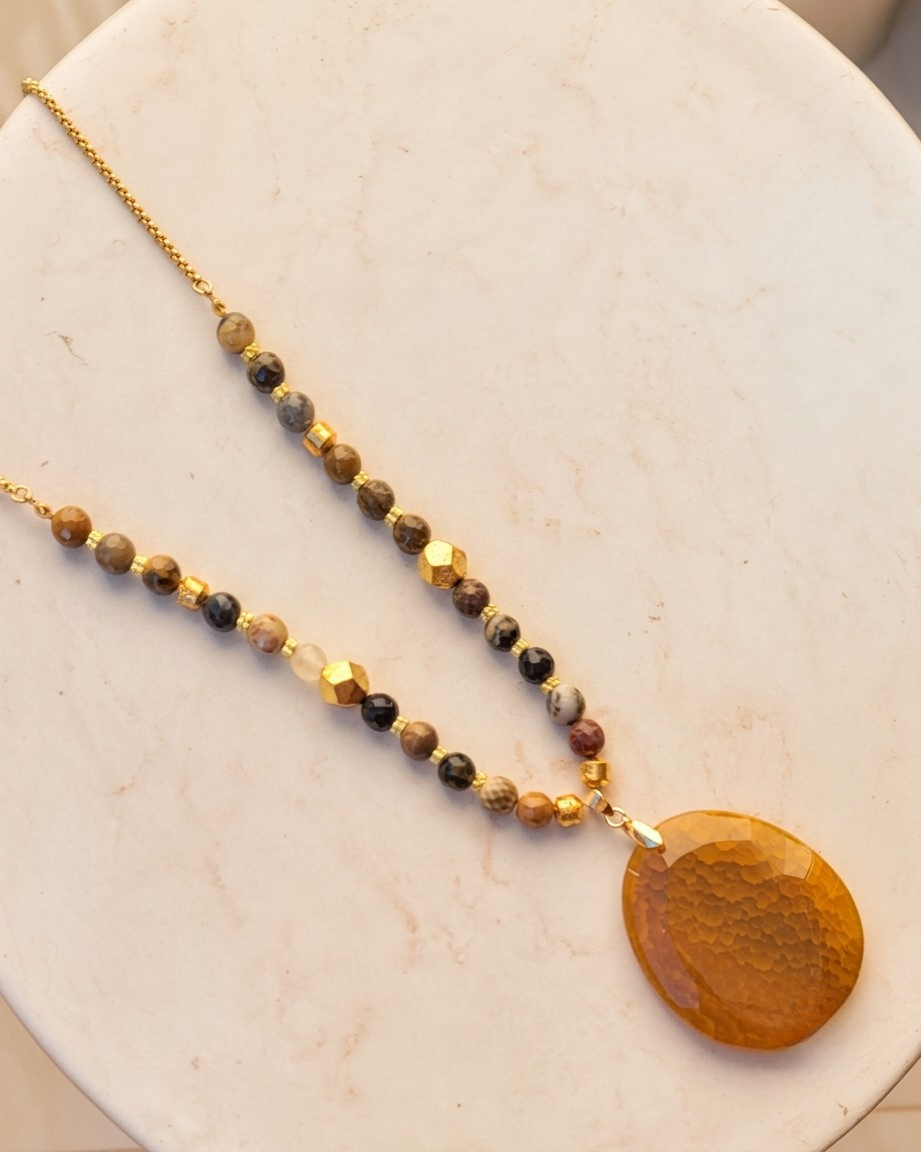 Agate Necklace With Natural Stone Pendant
