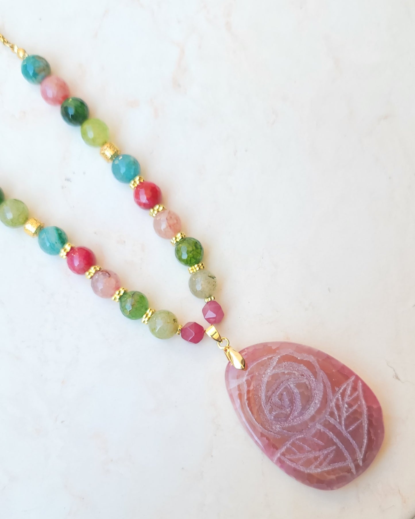 Agate Necklace With Natural Stone Pendant