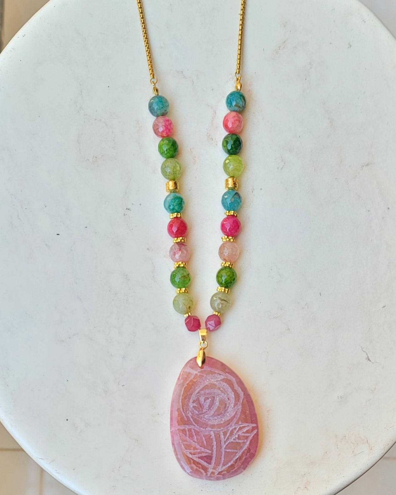 Agate Necklace With Natural Stone Pendant