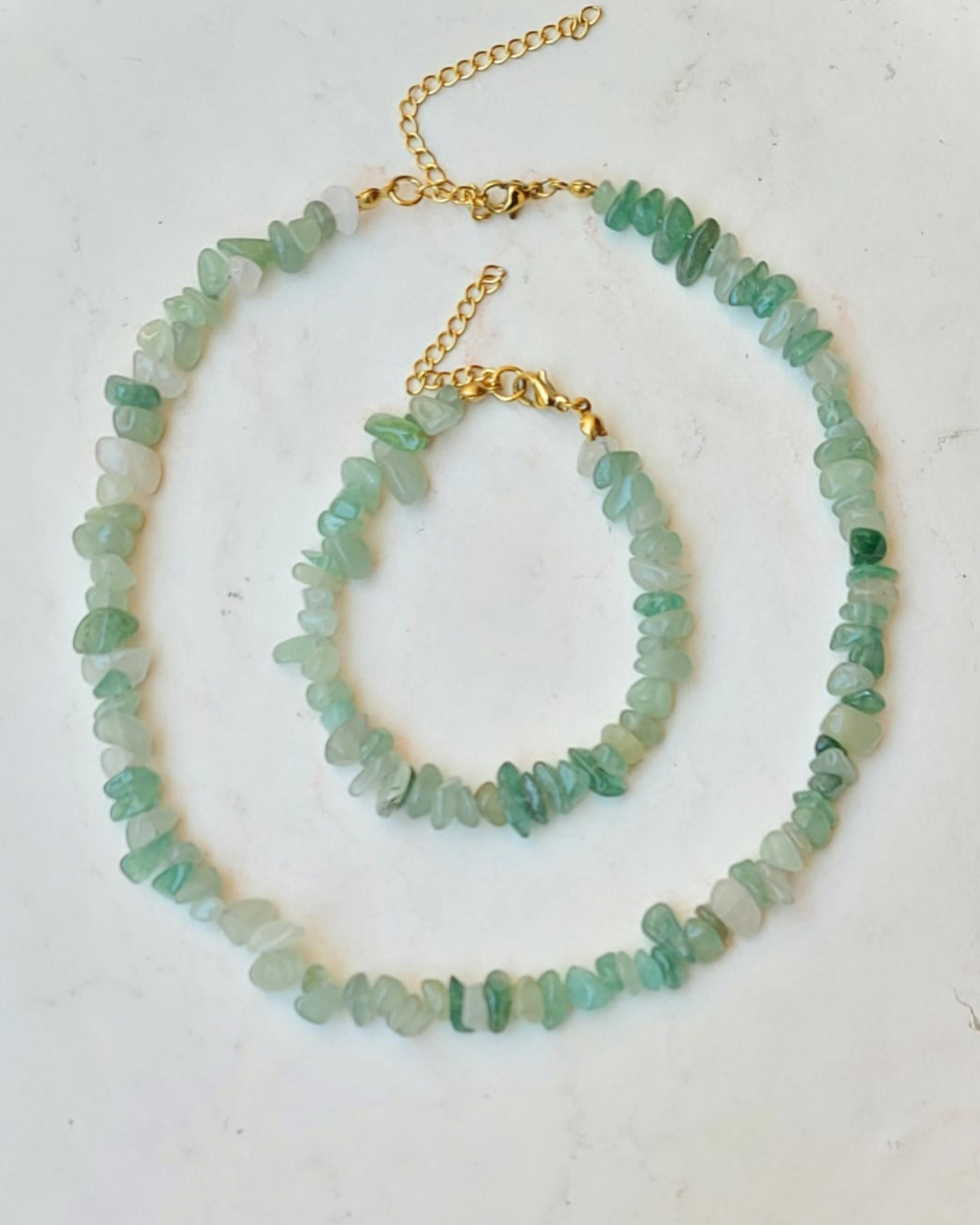 Stone Chips Choker & Bracelet Set - Amazonite