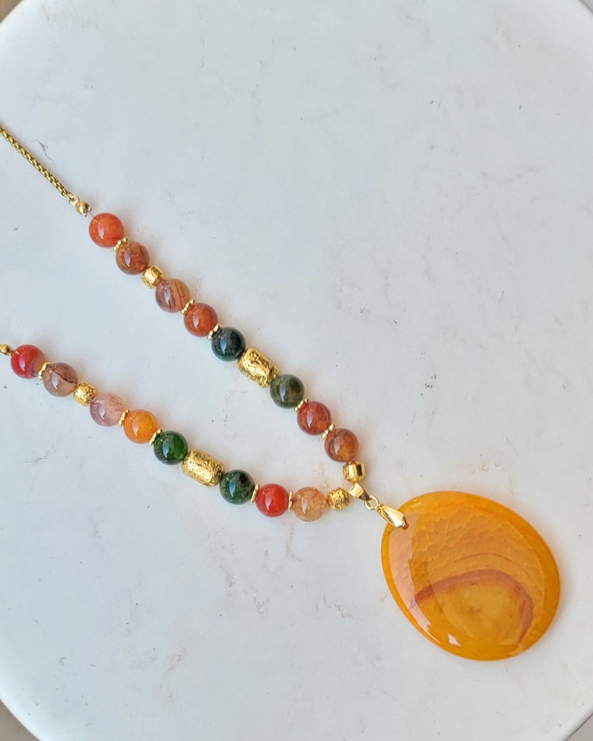 Agate Necklace With Natural Stone Pendant