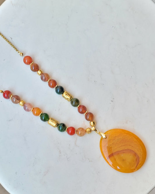 Agate Necklace With Natural Stone Pendant