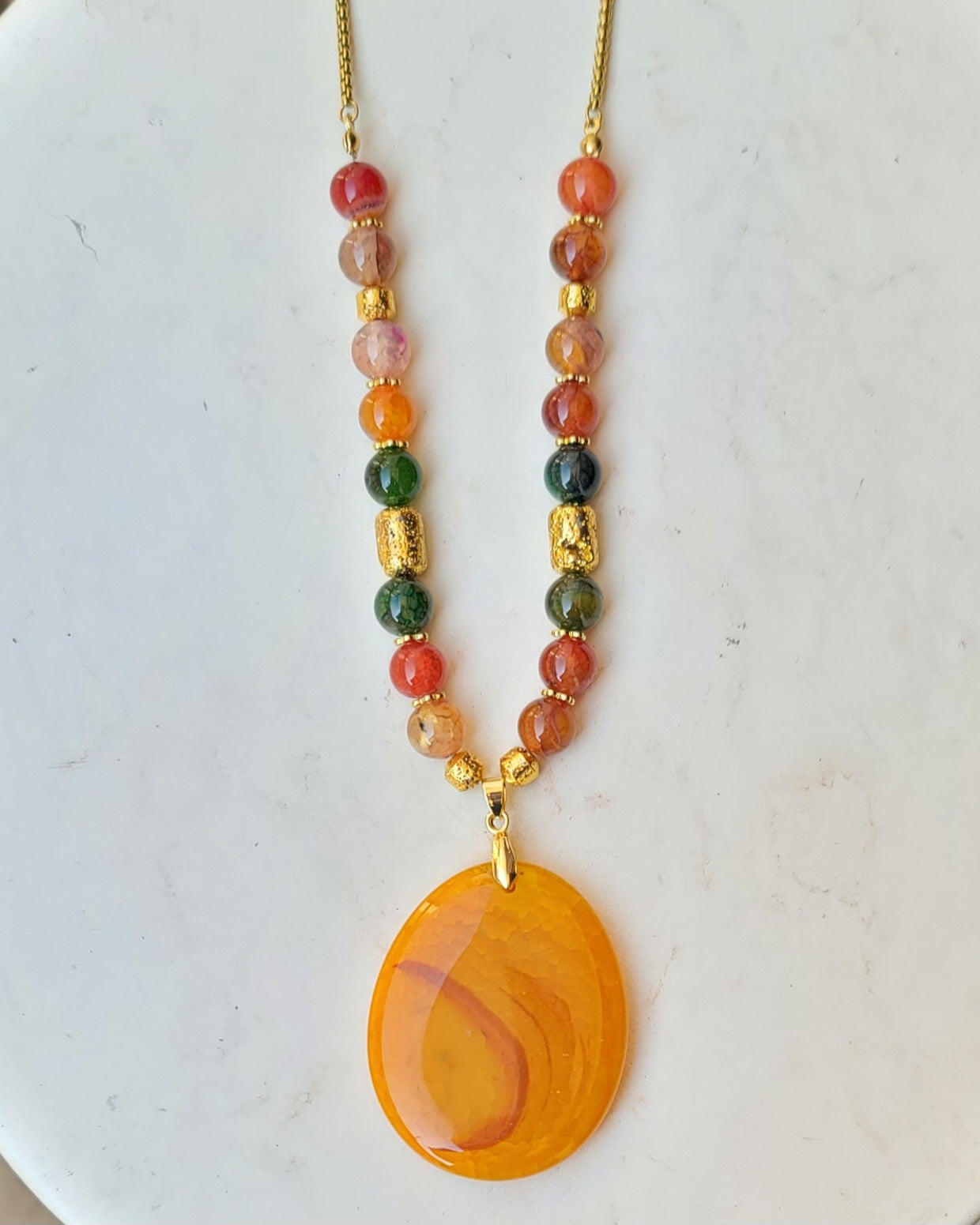 Agate Necklace With Natural Stone Pendant