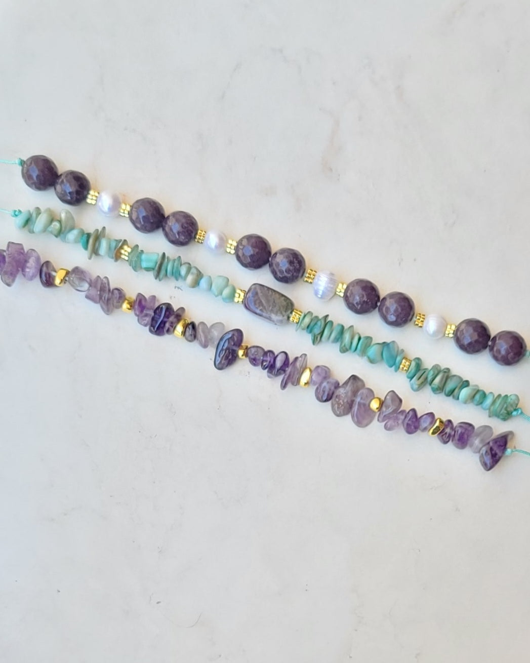 3 Pcs Set Natural Stones Bracelets