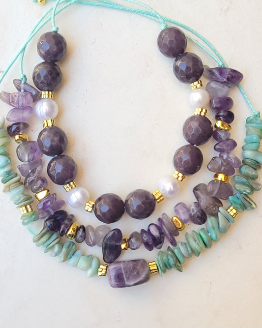 3 Pcs Set Natural Stones Bracelets