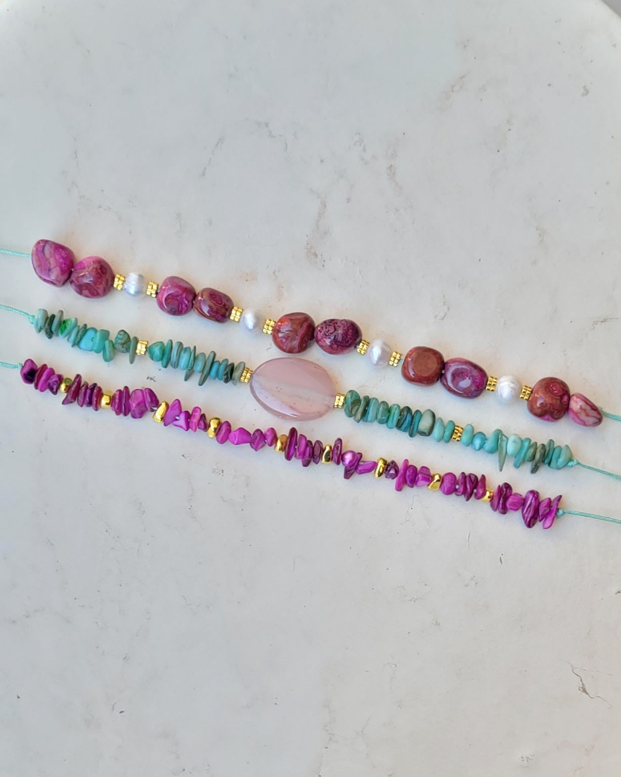 3 Pcs Set Natural Stones Bracelets