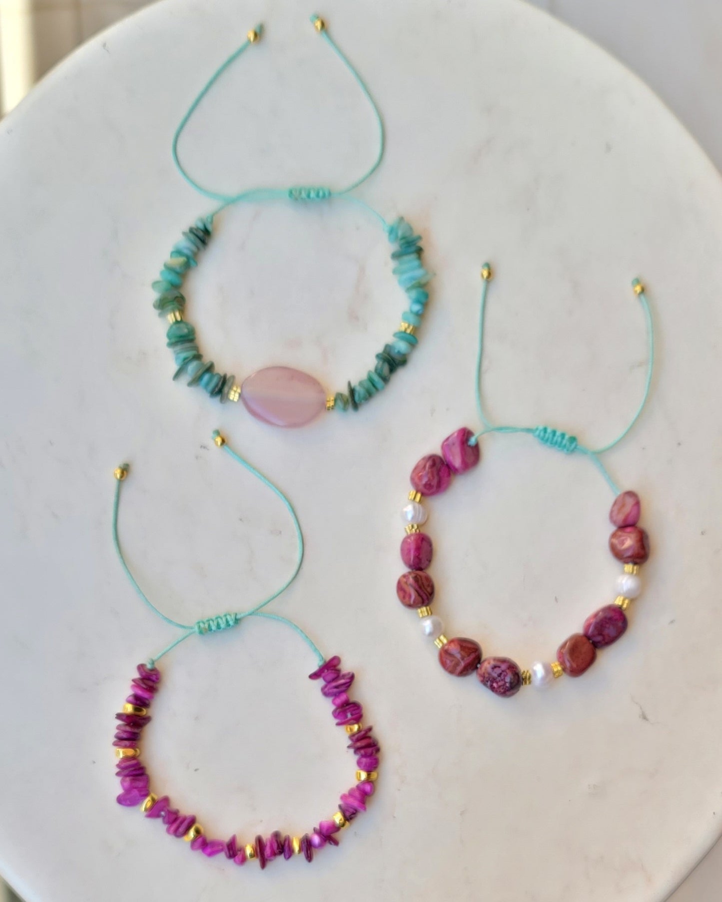 3 Pcs Set Natural Stones Bracelets
