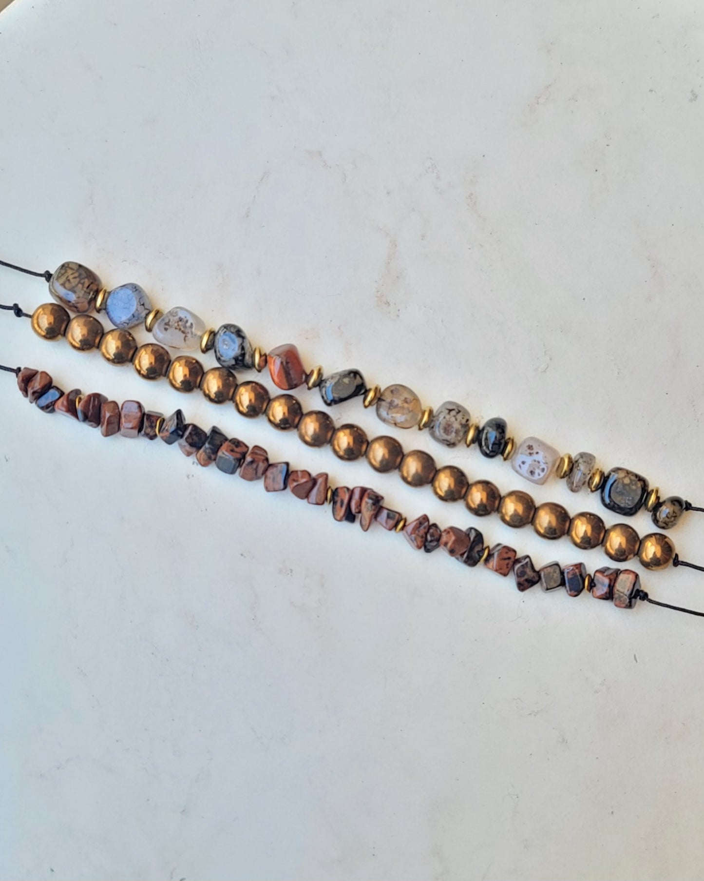3 Pcs Set Natural Stones Bracelets