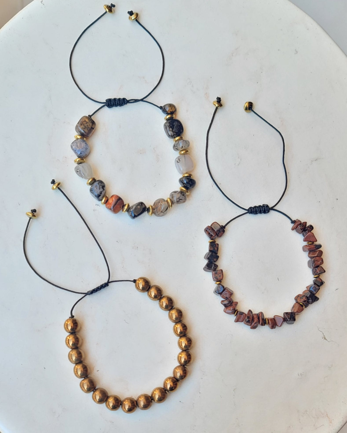 3 Pcs Set Natural Stones Bracelets
