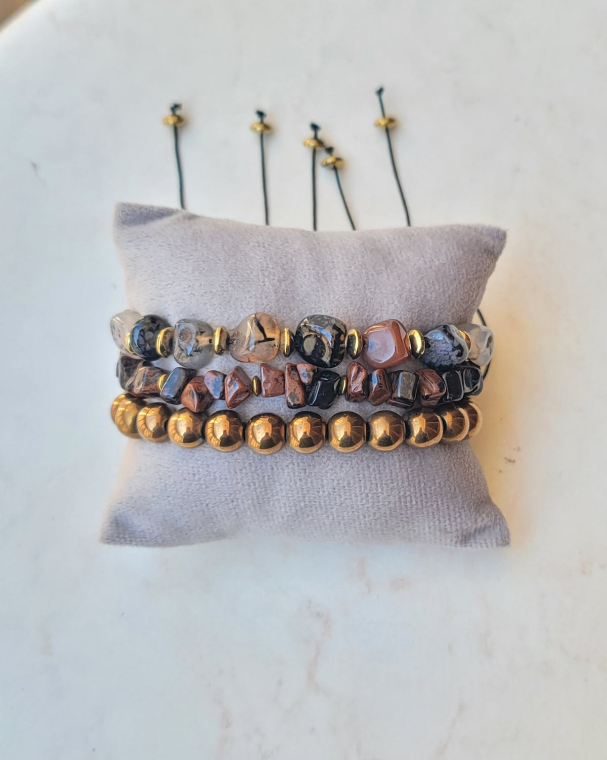 3 Pcs Set Natural Stones Bracelets