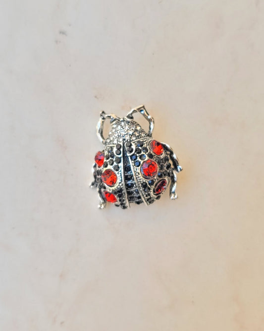 Black × Silver Ladybug Brooch